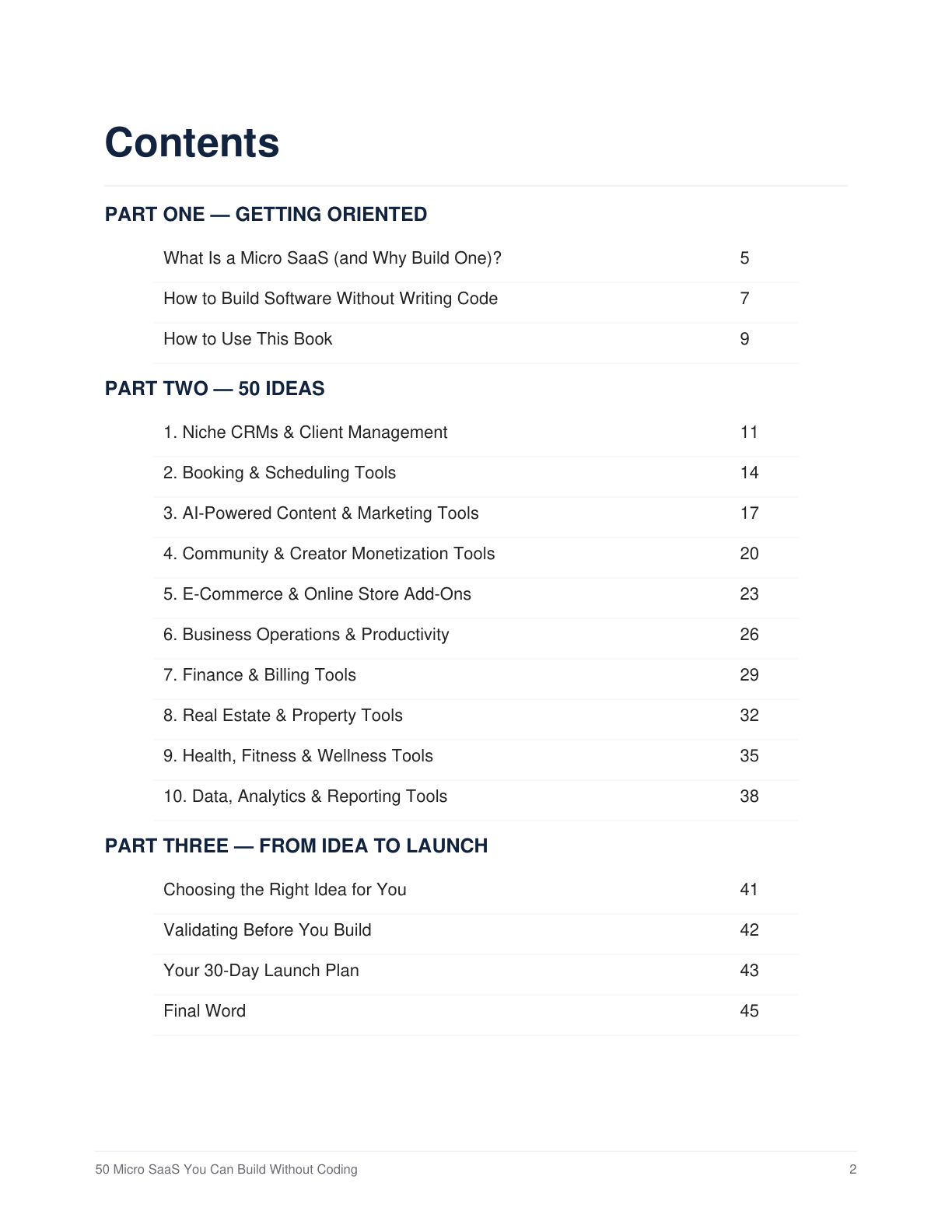 Table of Contents Preview